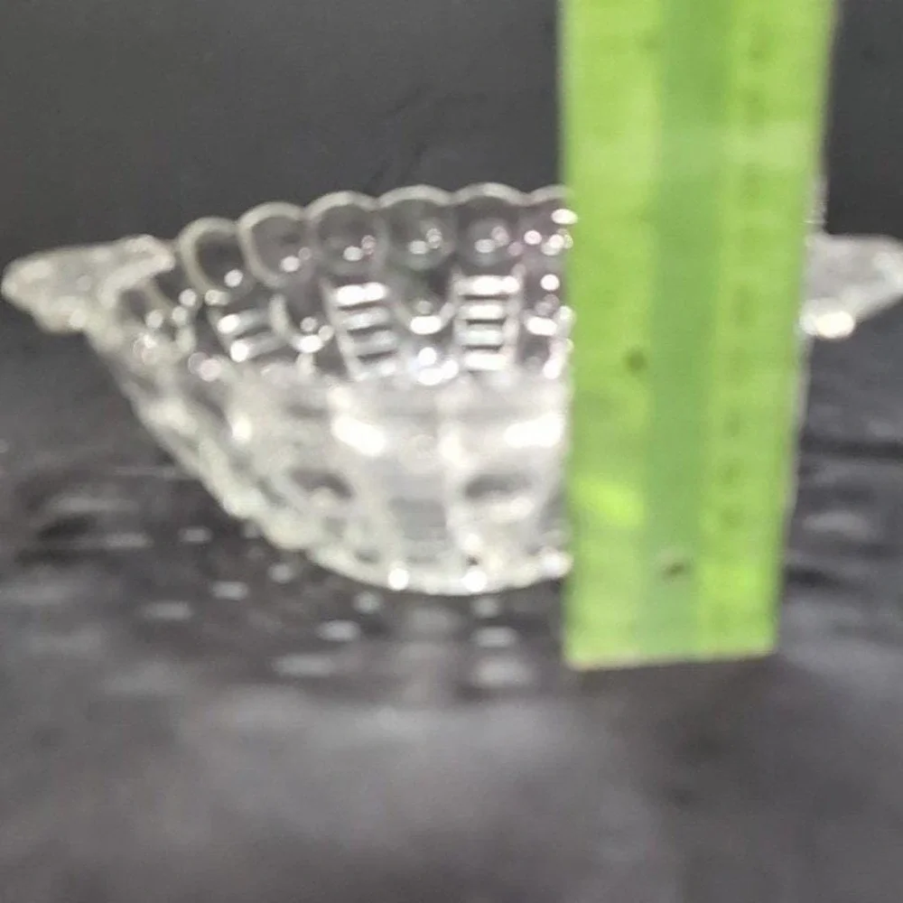 Anchor‎ Hocking Clear Bubble Glass Dish, Vintage Tab-Handle Centerpiece Bowl